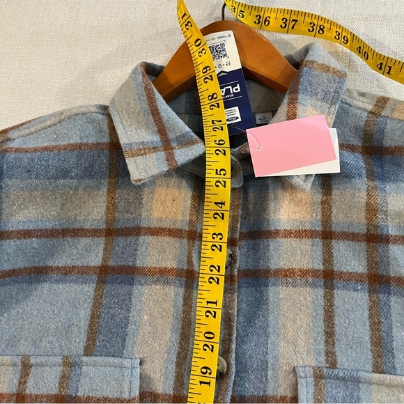 Ford Plaid Thick Front Pockets Shacket Button Up Shirt Jacket Back Graphic L NWT - Picture 9 of 10
